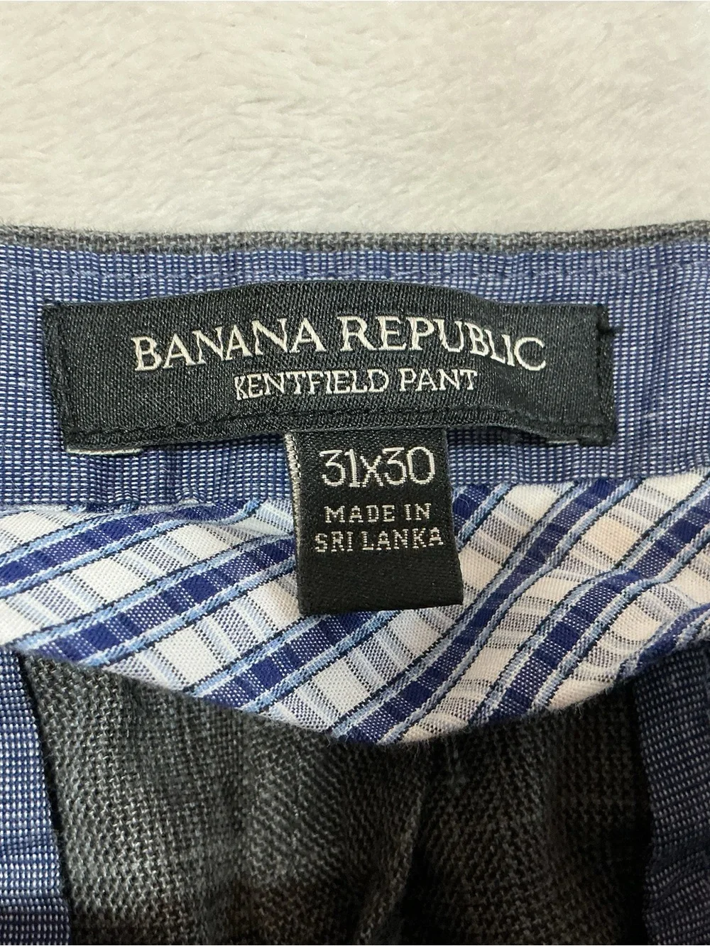 Banana Republic Kentfield Windowpane Plaid Pants 554432 Charcoal Gray Waist 31